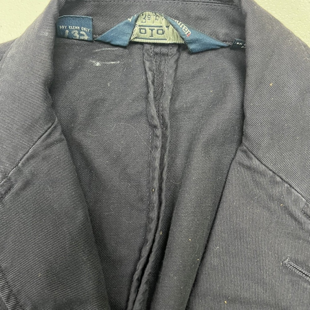 Polo Ralph Lauren Blazer Mens M Navy Blue Crest Patch Cotton Twill Sport Coat - Picture 5 of 8